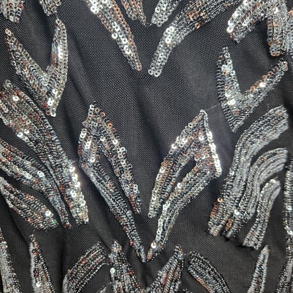 Y2K Sequin Long Tank Size S Black Silver Indie Sleaze Going Out Top 2000s - Picture 3 of 10